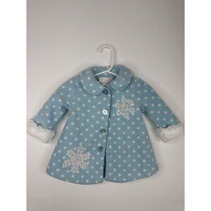 Bonnie Jean Baby Girl Fleece Snow Flake Button Up Jacket - 3-6 months